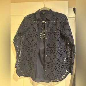 J. Crew eyelet navy blouse 8